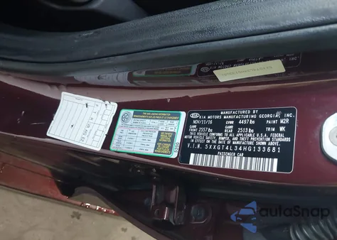 2017 Kia Optima Lx из США, поврежденный, VIN 5XXGT4L34HG133681